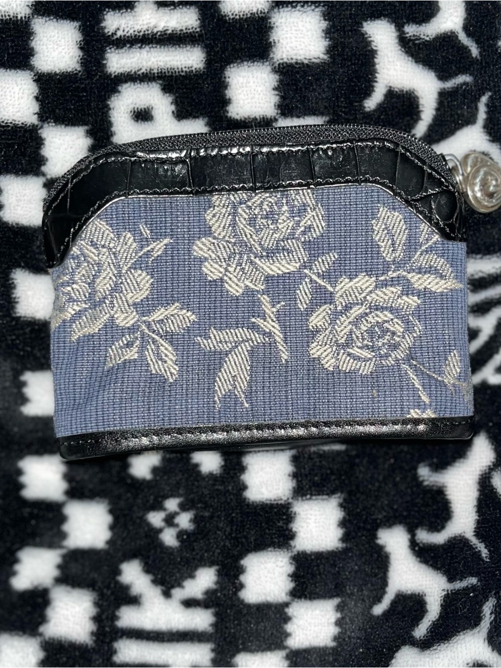 Brighton Navy and Cream Floral Coin Pouch